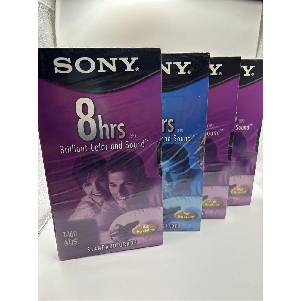 Lot of 4 Sony Premium Grade T-160 VHS Blank Video Tapes New Sealed 3 8 Hour EP